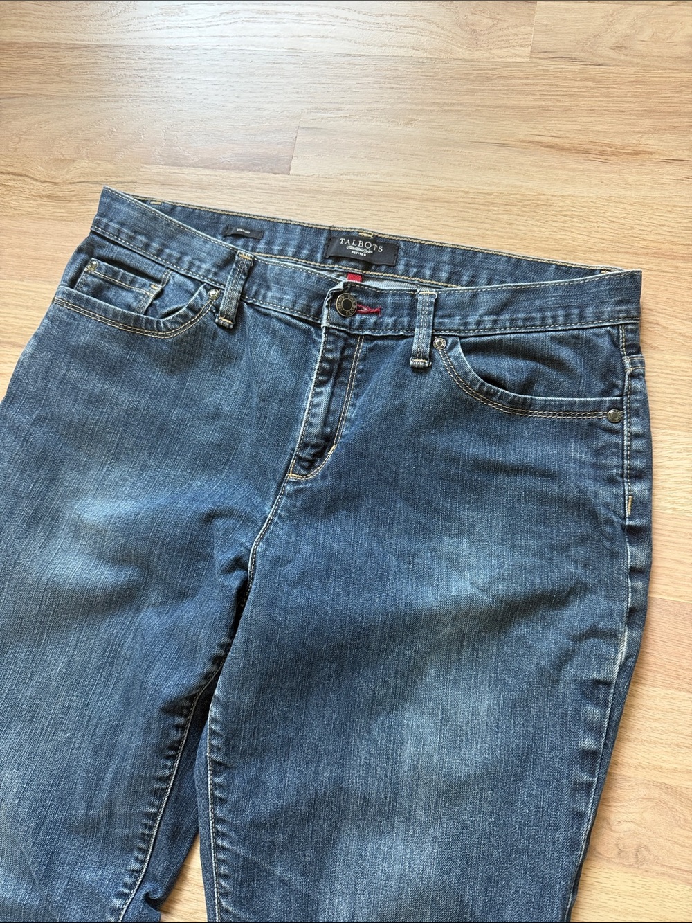 TALBOTS Straight-Leg Jeans in Medium Blue Wash, Size 12 Petite